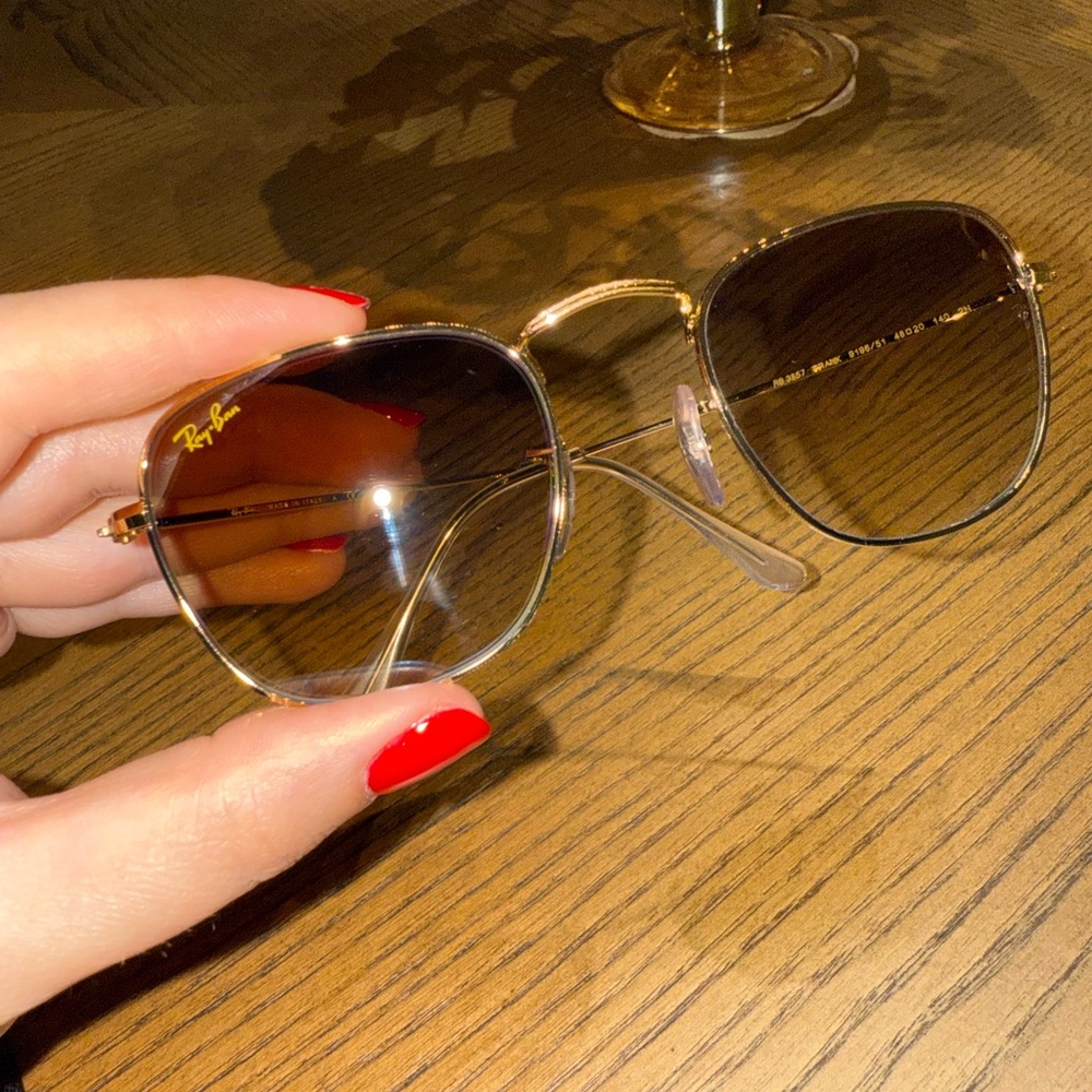 Ray-Ban Gold and Brown Sunglasses